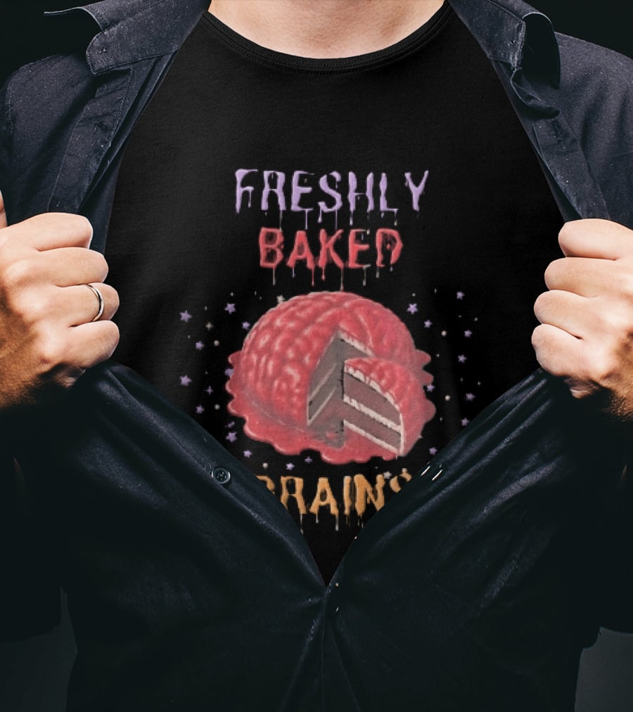 Freshly Baked Brains Red Layered Cake Slice With Stars T-Shirt