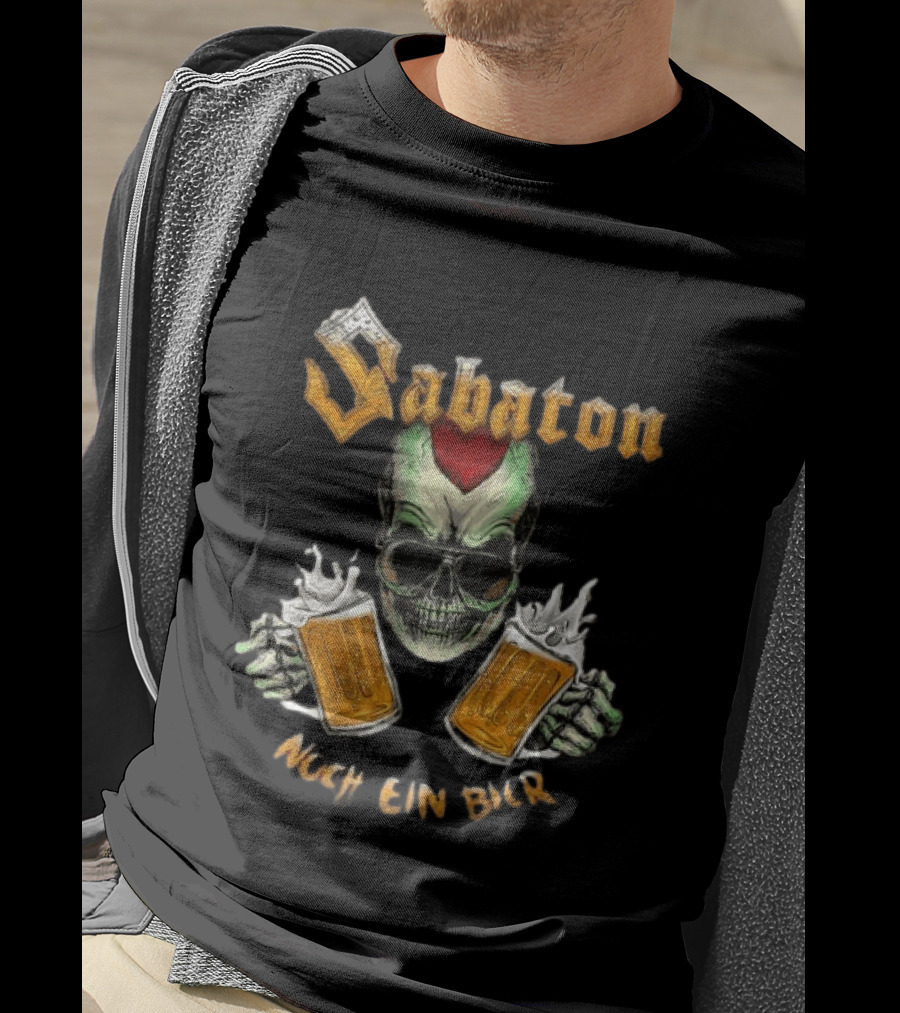Sabaton Noch Ein Bier Skull With Dual Beer S And Skull T-Shirt