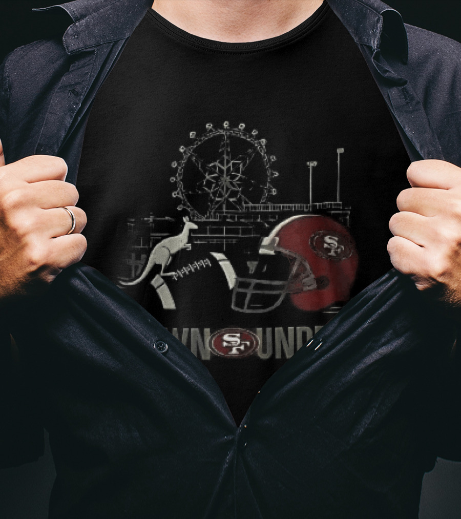 San Francisco 49ers Down Unders Kangaroo Football Helmet Ferris Wheel T-Shirt