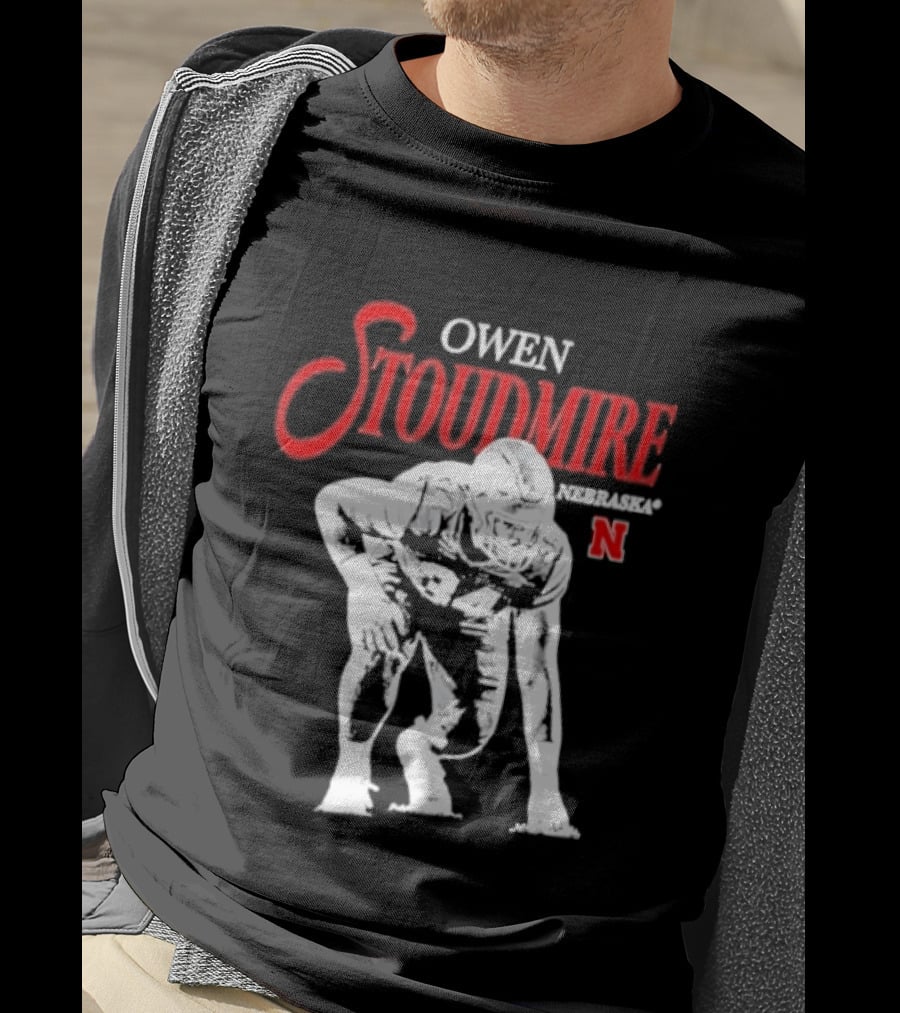 Owen Stoudmire Nebraska Cornhuskers NCAA Football Pose T-Shirt