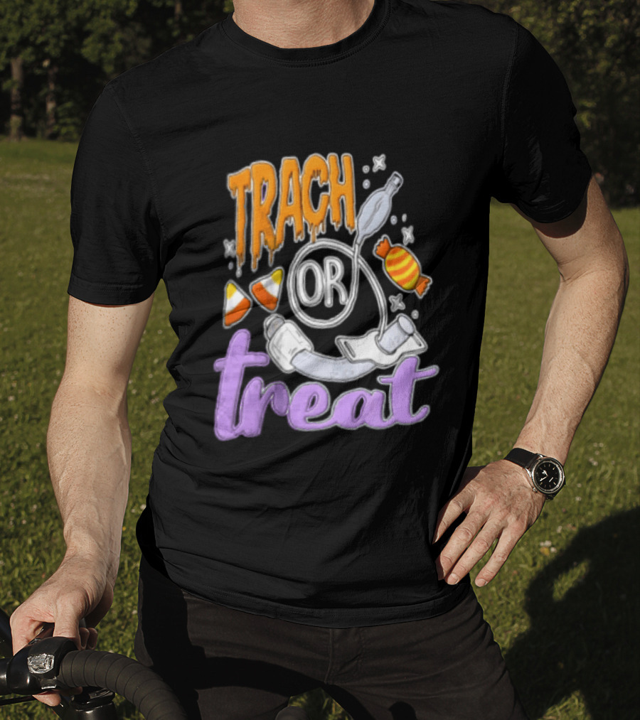 Trach Or Treat Halloween Tracheostomy Medical Candy T-Shirt