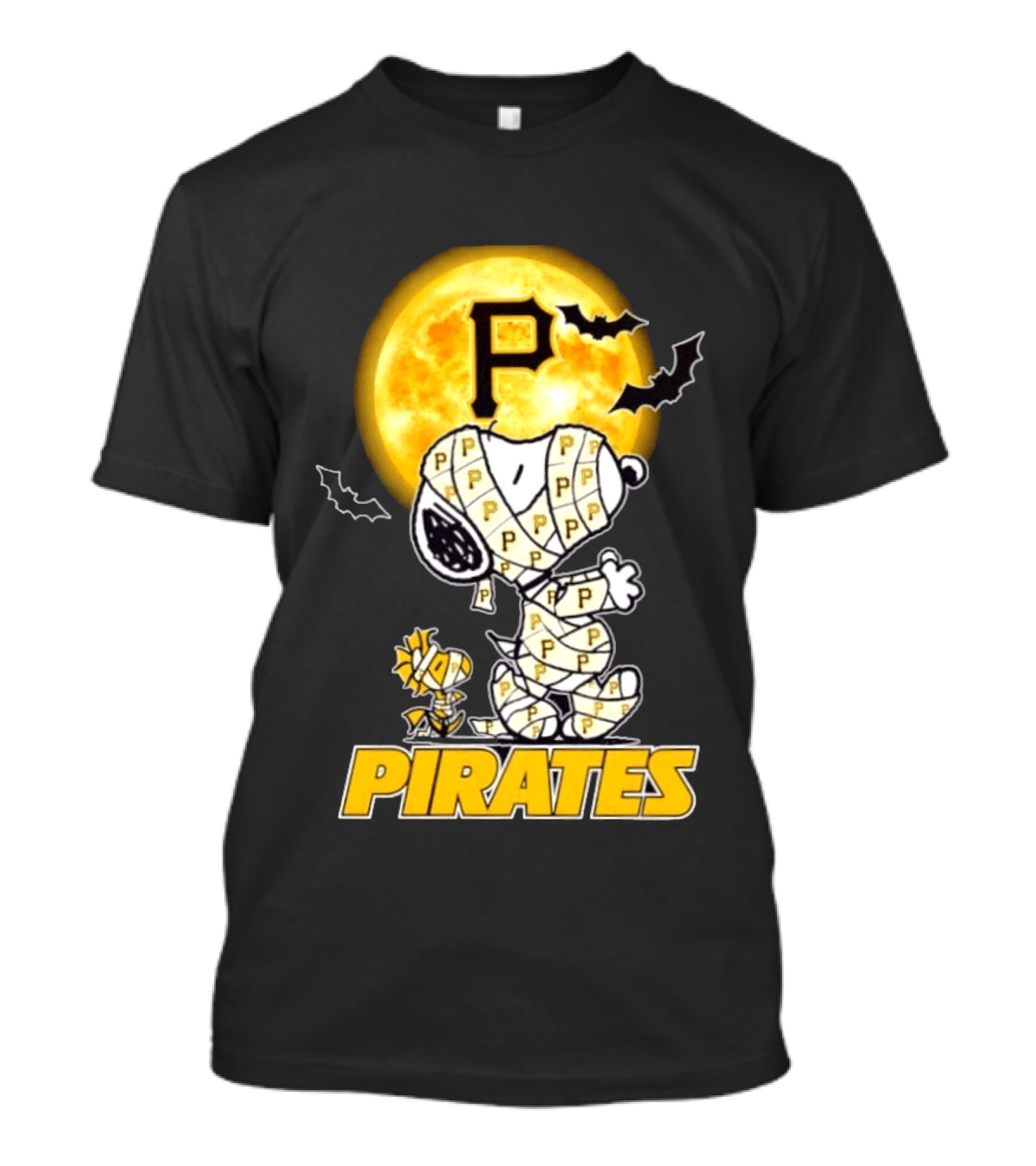 Pittsburgh Pirates Snoopy Woodstock Mummy Halloween Moon Bats T-Shirt