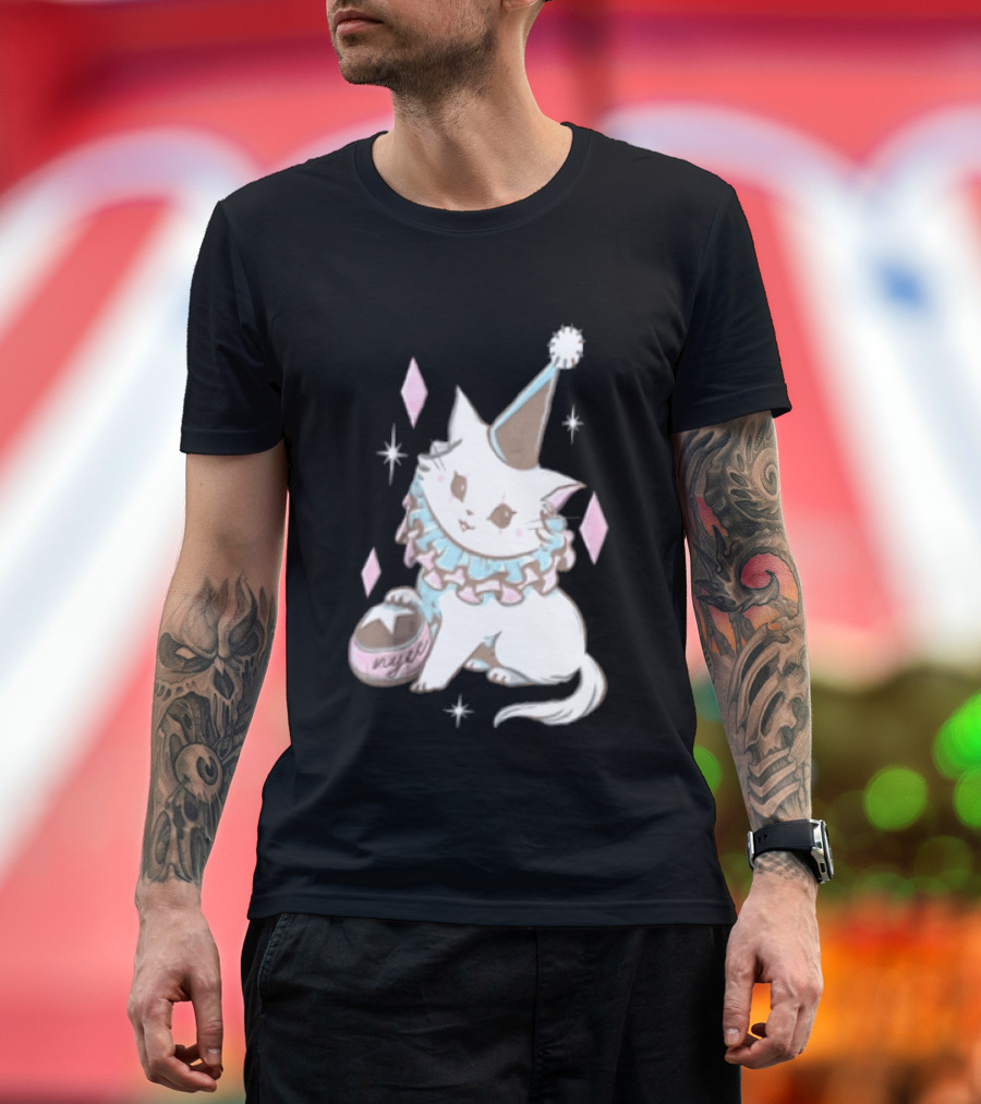 Popverse Superfans NYCC 2026 Mock Neck Cat Clown Nyeee T-Shirt
