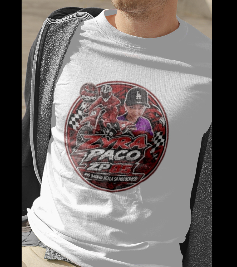 Zyra Paco ZP85 Enduro Ang Batang Agila SA Motocross Dirt Bike Rider Eagle Checkered Flags T-Shirt