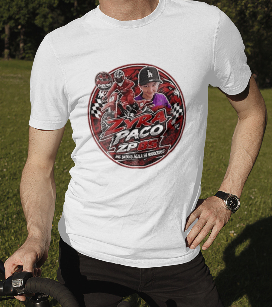Zyra Paco ZP85 Enduro Ang Batang Agila SA Motocross Dirt Bike Rider Eagle Checkered Flags T-Shirt