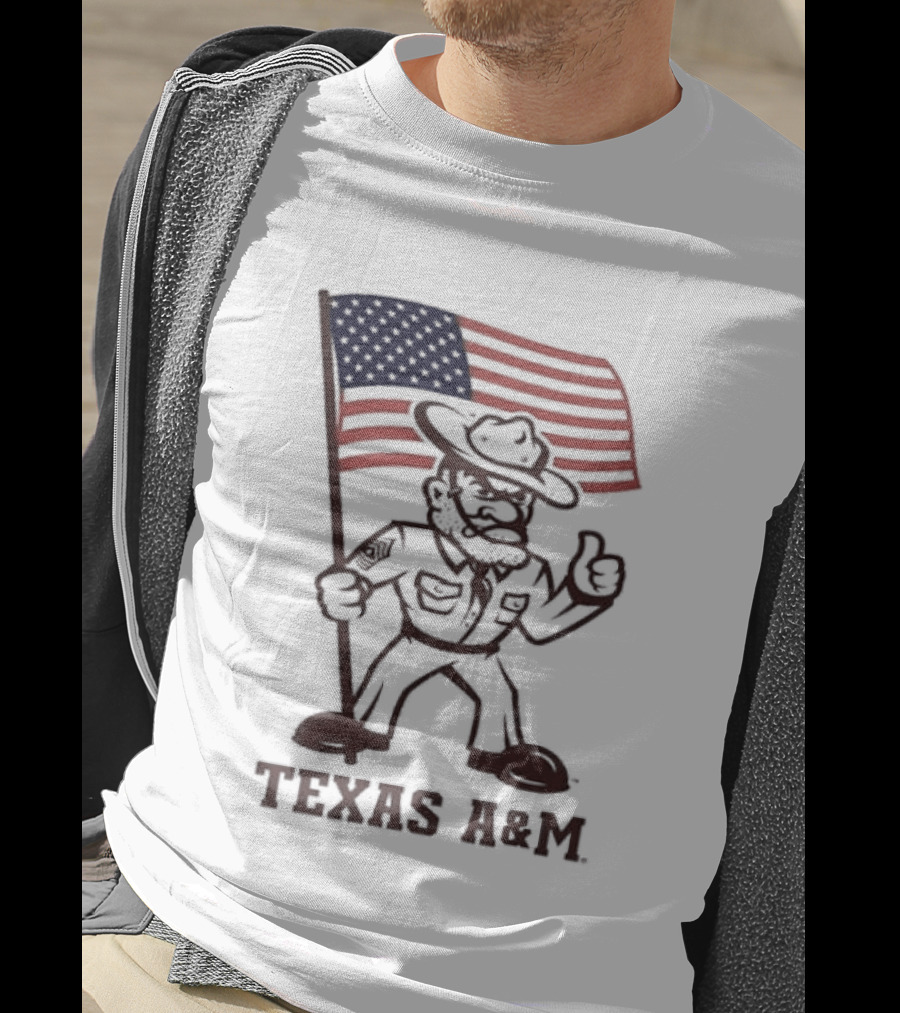 Awesome The Ol' Sarge Collection Texas A&M Maroon USA Flag T-Shirt