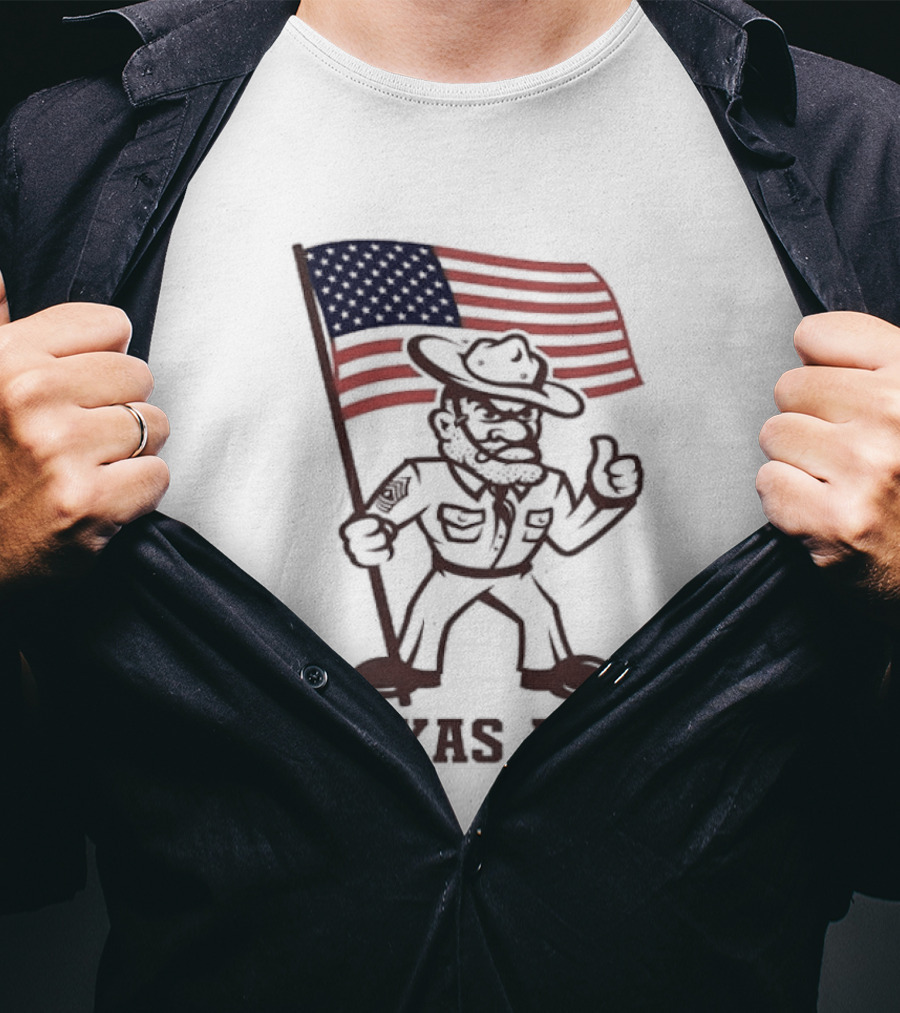 Awesome The Ol' Sarge Collection Texas A&M Maroon USA Flag T-Shirt