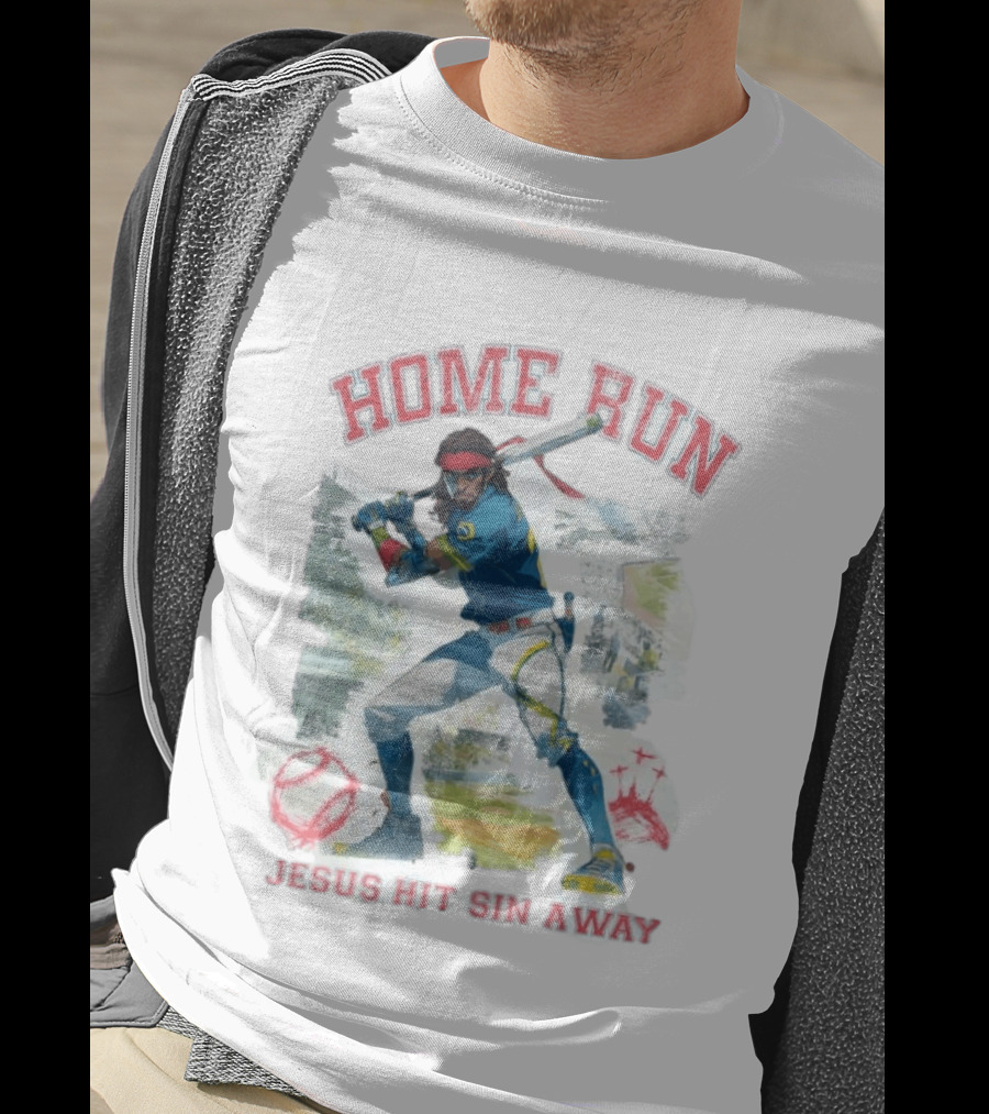 Home Run Jesus Hit Sin Away Baseball Faithful Player T-Shirt