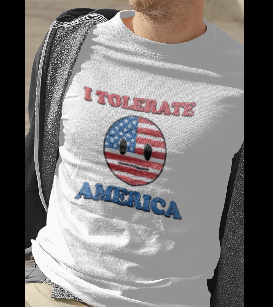 I Tolerate America USA Flag Emoji Face T-Shirt