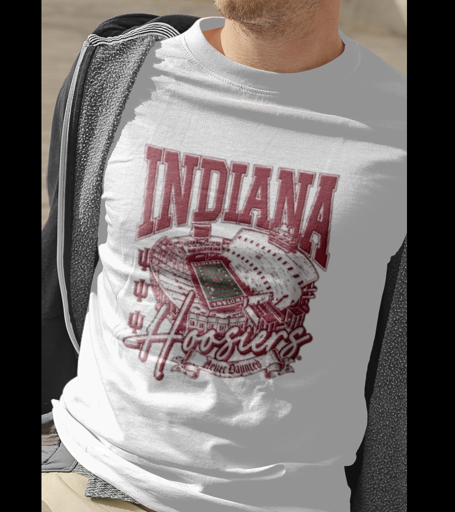 Indiana Hoosiers Never Daunted Memorial Stadium Aerial View Football Field Banner T-Shirt