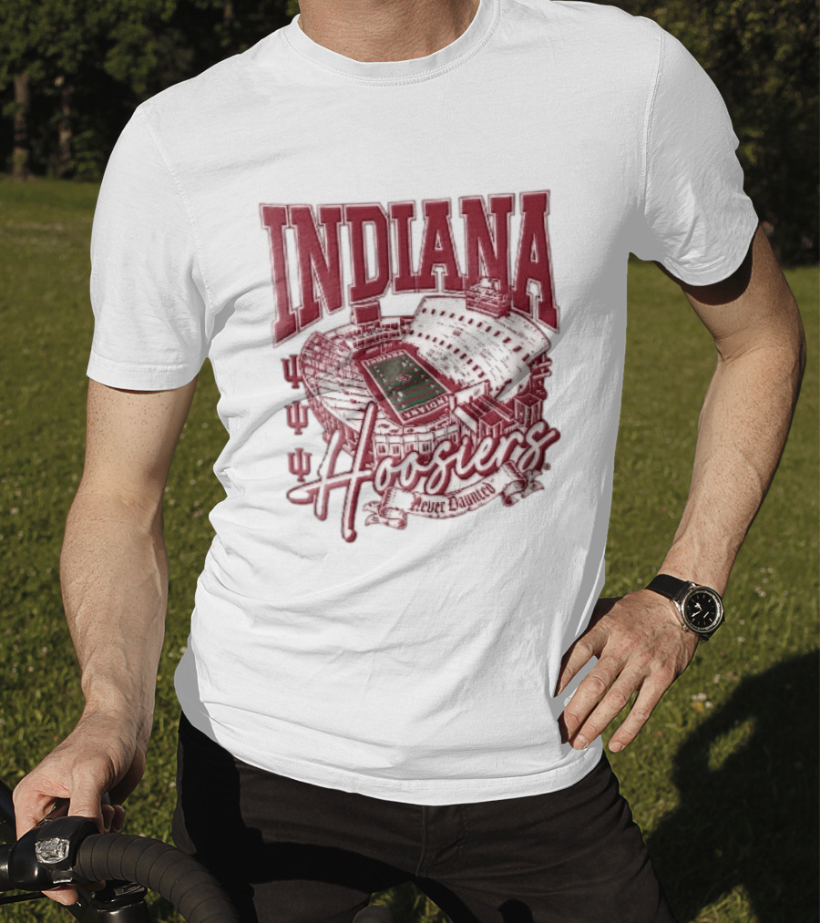 Indiana Hoosiers Never Daunted Memorial Stadium Aerial View Football Field Banner T-Shirt