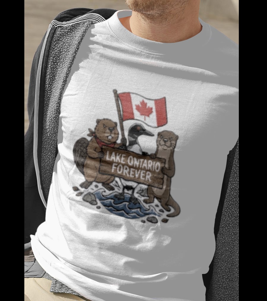 Lake Ontario Forever Canadian Flag Beaver Goose Otter T-Shirt