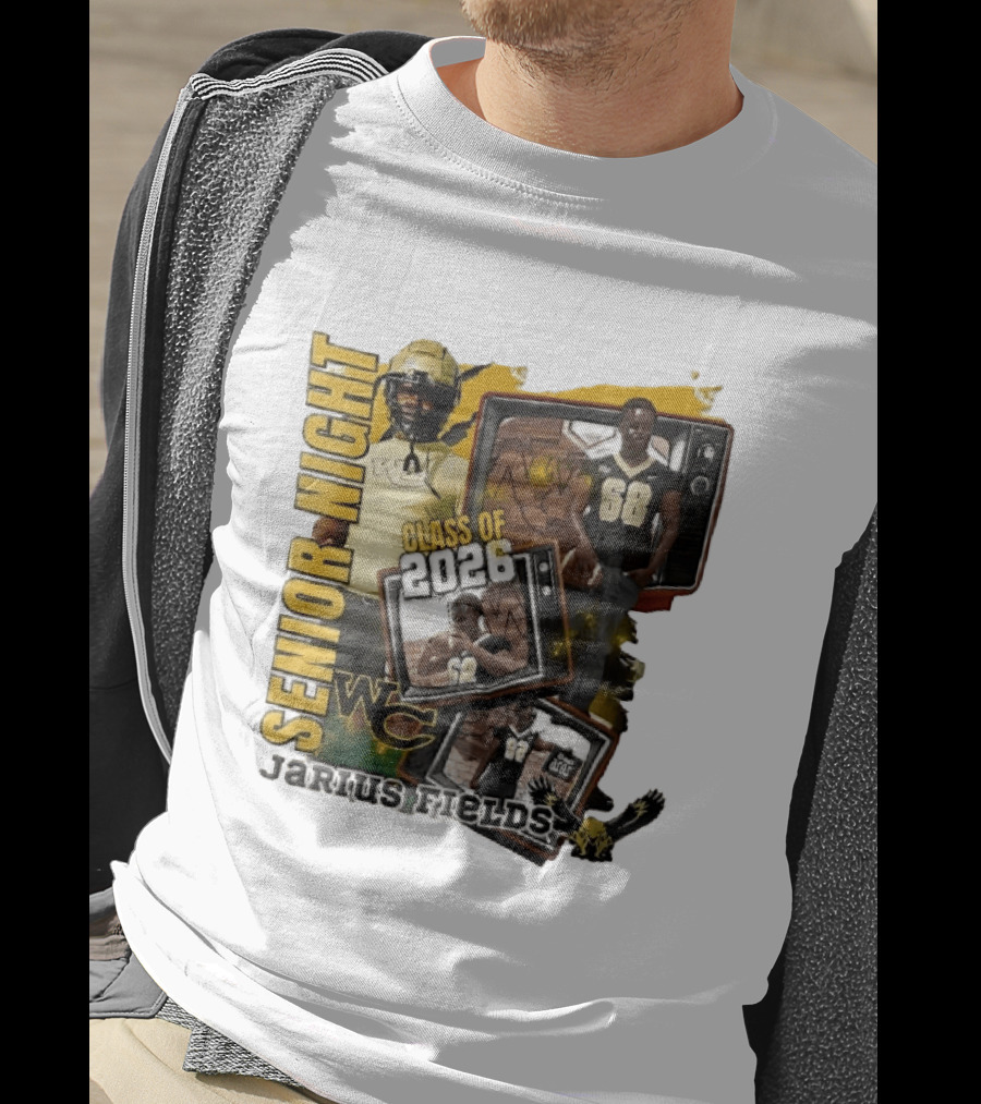 Senior Night Jarius Fields Class Of 2026 WC Football Player Collage T-Shirt