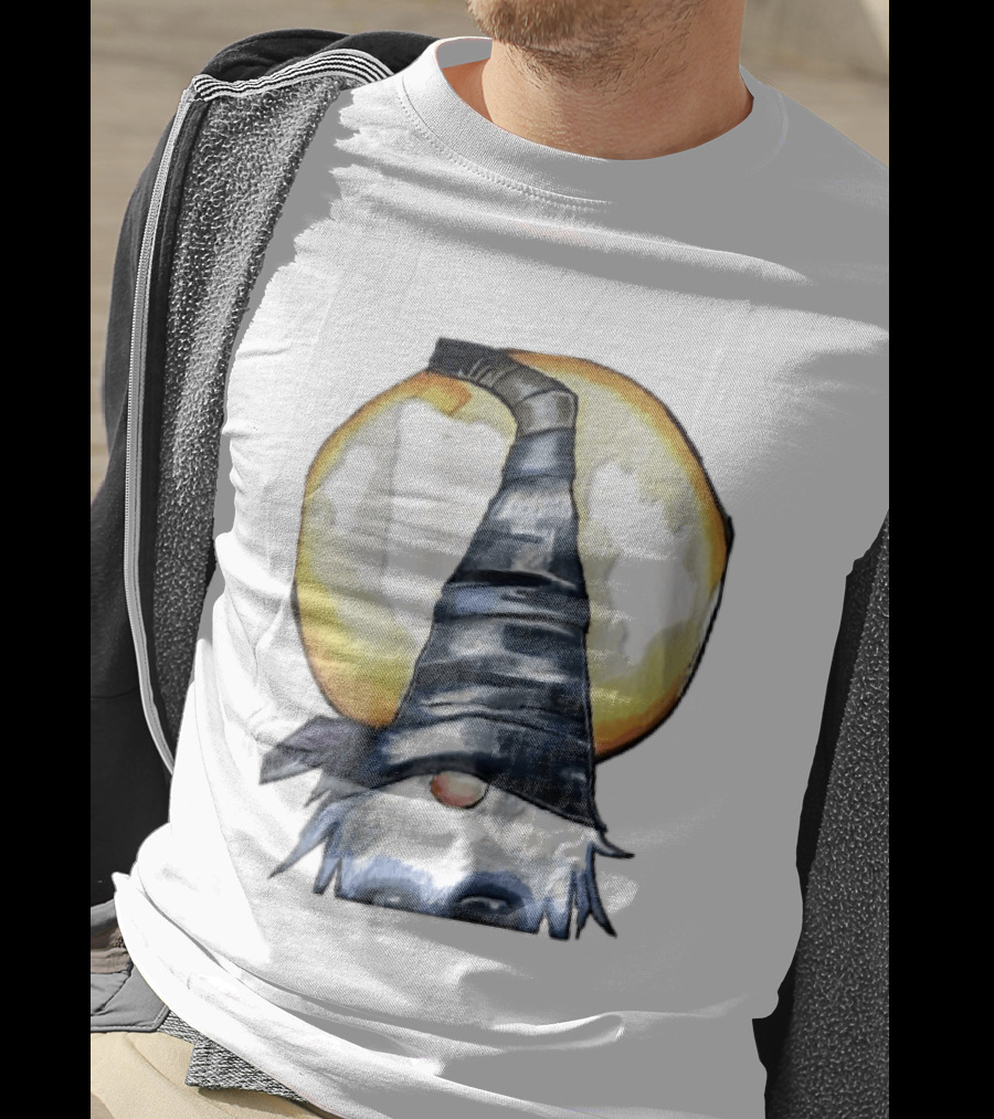 Vichys Cartoon Halloween Witch Gnome Moon Glow Hat T-Shirt