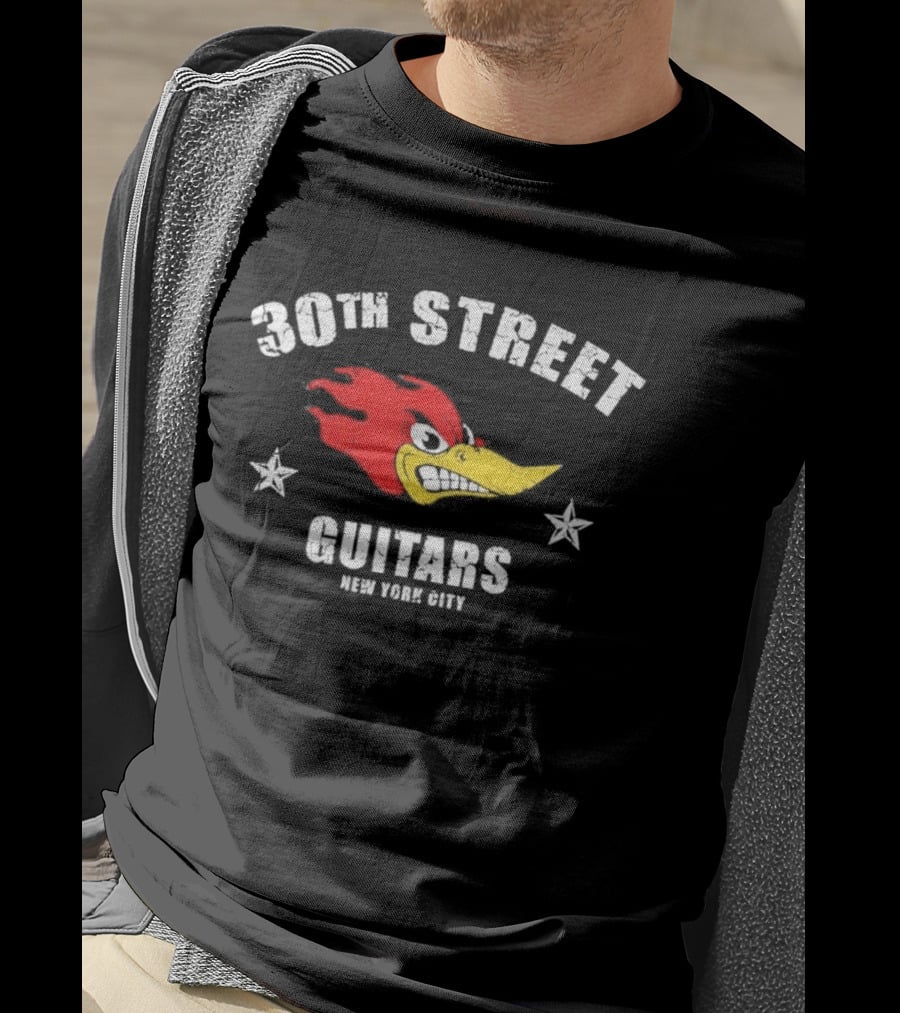 30th Street Guitars Bird New York City Stars T-Shirt