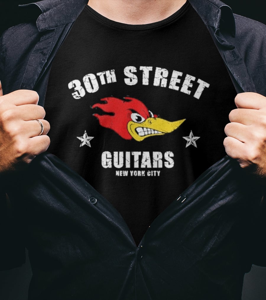 30th Street Guitars Bird New York City Stars T-Shirt