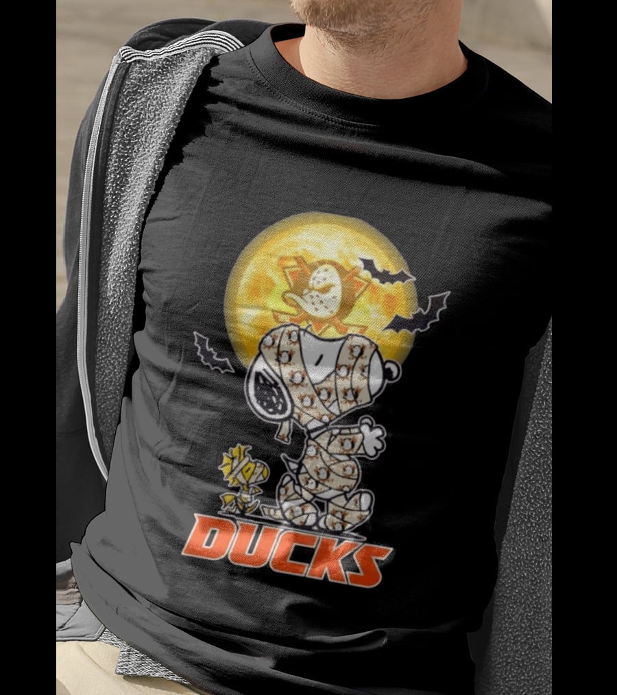 Anaheim Ducks X Snoopy And Woodstock Cosplay Mummy Halloween T-Shirt