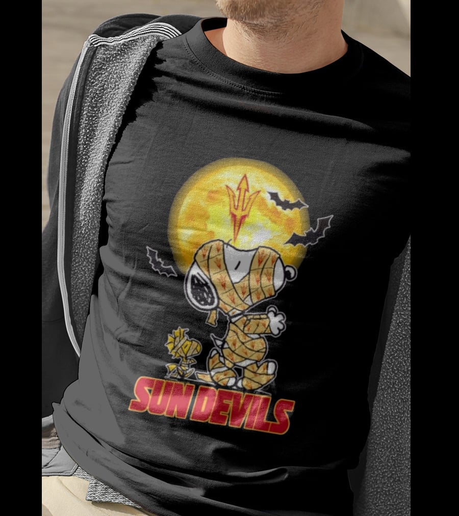 Arizona State Sun Devils Snoopy Woodstock Cosplay Mummy Halloween T-Shirt