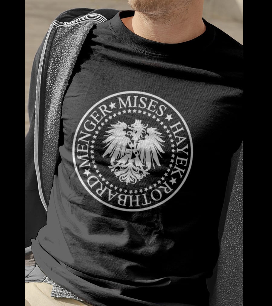Austrian School Of Economics Mises Hayek Rothbard Menger Crest T-Shirt