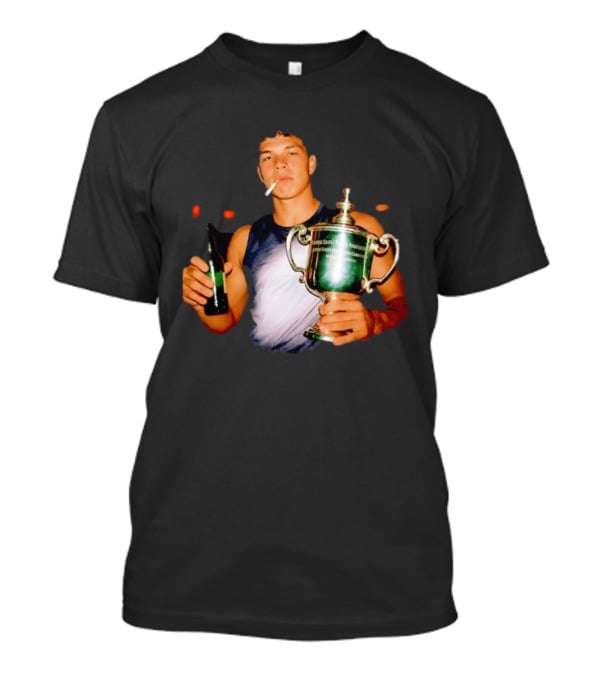 Ben Shelton Celebrating Victory With Beer And Trophy T-Shirt