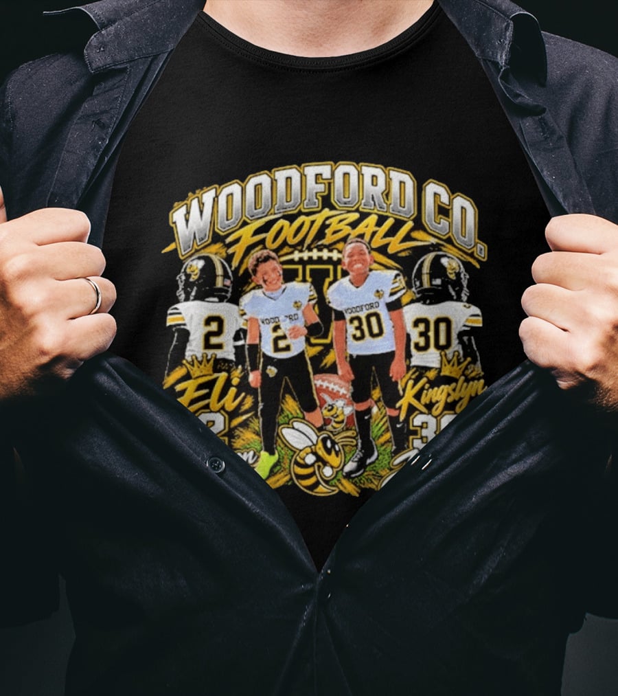 Woodford Co Football Eli Johnson 2 Kingslyn Jones 30 T-Shirt