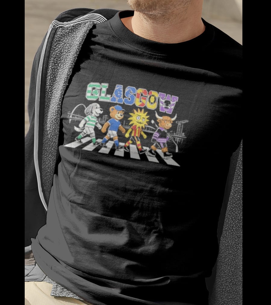 Glasgow Animals Crossing Iconic Abbey Road Rugby Football Soccer T-Shirt