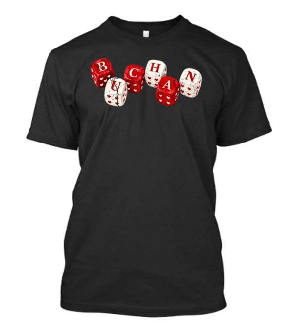 Buchan Store Black Dice With Red Hearts Buchan Dices T-Shirt