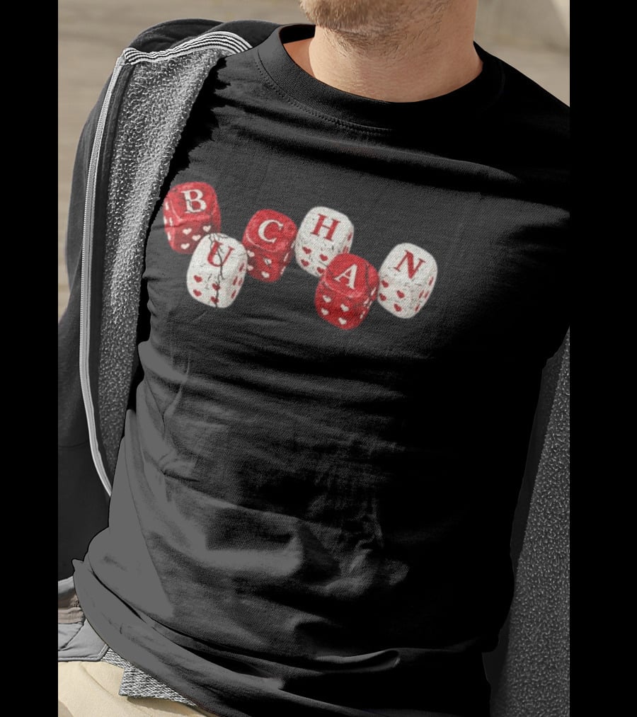 Buchan Store Black Dice With Red Hearts Buchan Dices T-Shirt