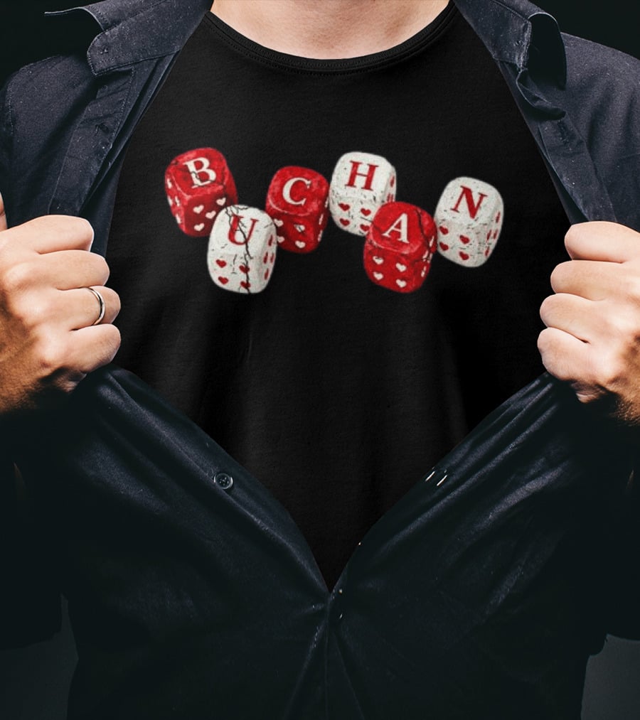Buchan Store Black Dice With Red Hearts Buchan Dices T-Shirt