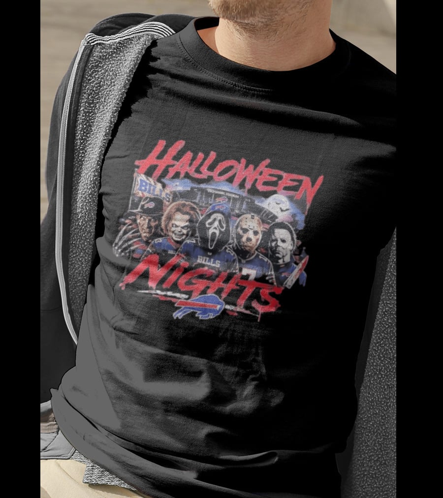 Buffalo Bills Halloween Nights Classic Horror Characters 2026 T-Shirt