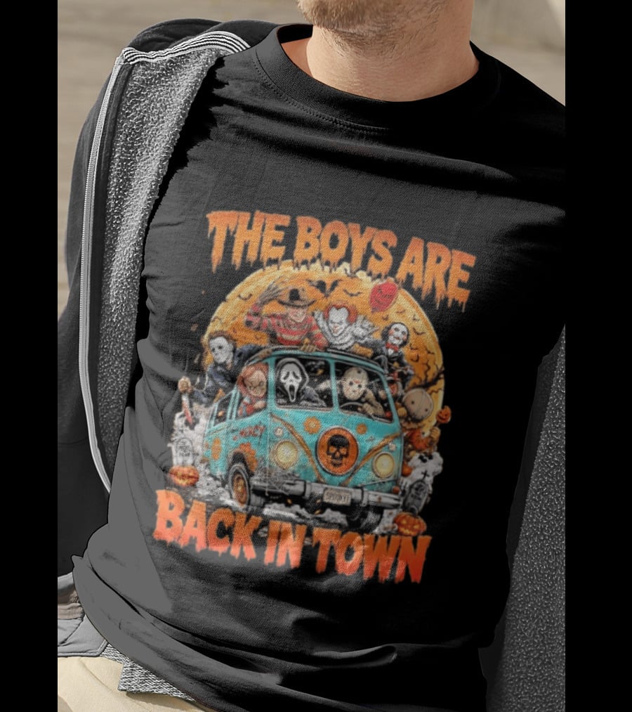 The Boys Are Back In Town Halloween Horror Movie Characters Van Nightmare T-Shirt