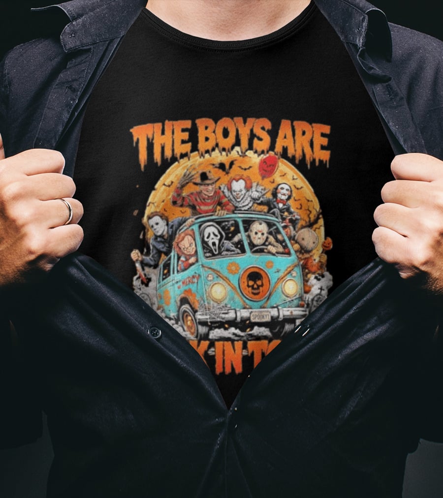 The Boys Are Back In Town Halloween Horror Movie Characters Van Nightmare T-Shirt
