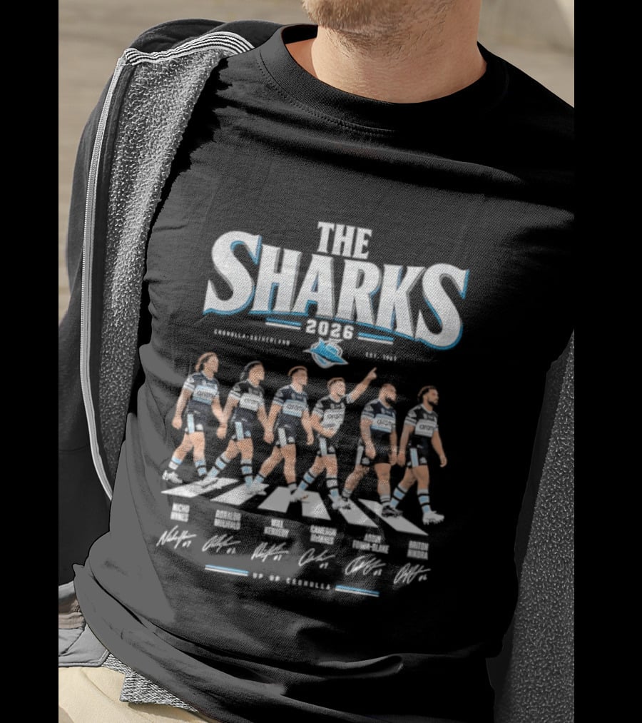 Cronulla Sutherland The Sharks 2026 Abbey Road Rugby Team Crossing T-Shirt