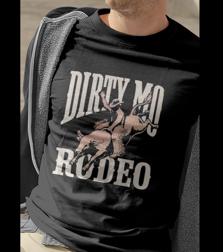 Dirty Mo Rodeo Cowboy Riding Bronco T-Shirt