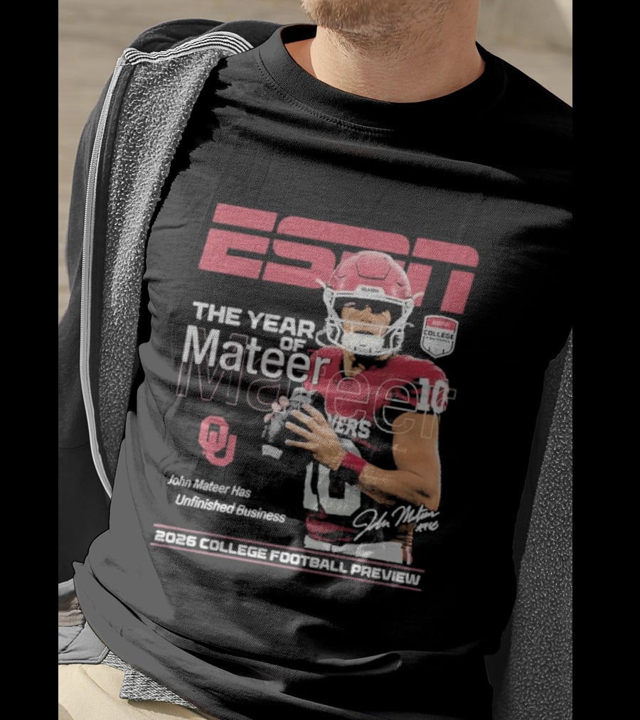ESPN The Year Of Mateer 2026 College Football Preview John Mateer Has Unfinished Business T-Shirt