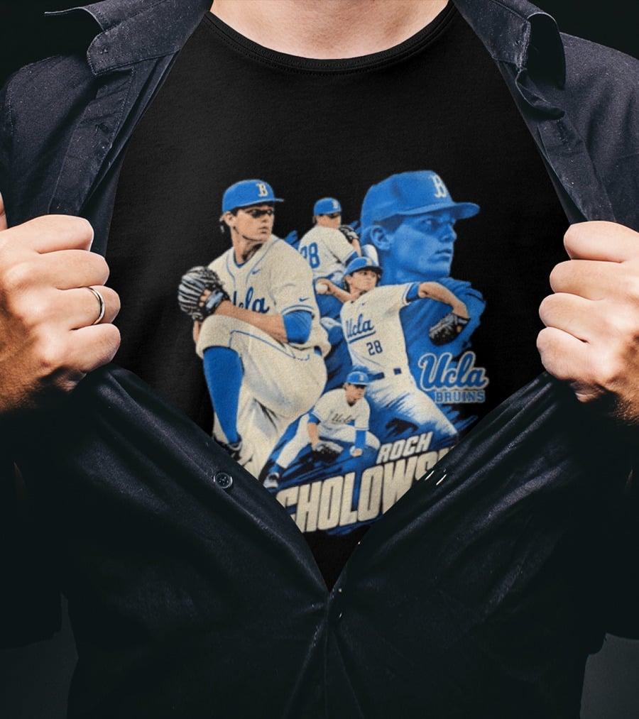 UCLA Bruins Roch Cholowsky 2026 Player Collage Baseball Pitcher Collection T-Shirt