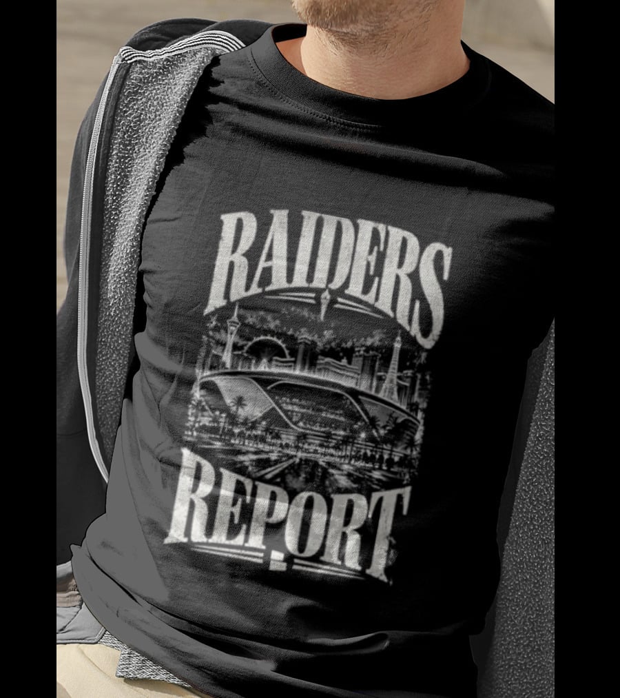 Raiders Report Skyline Las Vegas Stadium Team T-Shirt