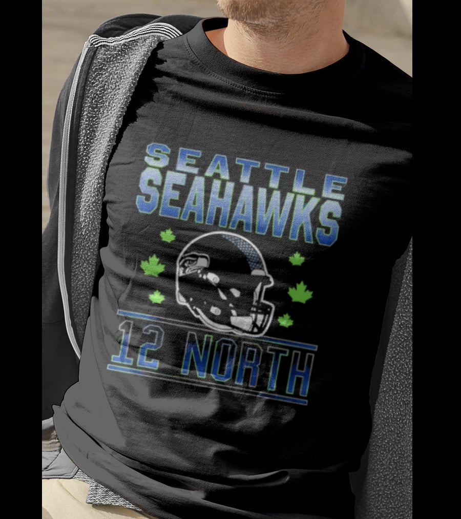 Seattle Seahawks 12 North Helmet Fall Leaves T-Shirt