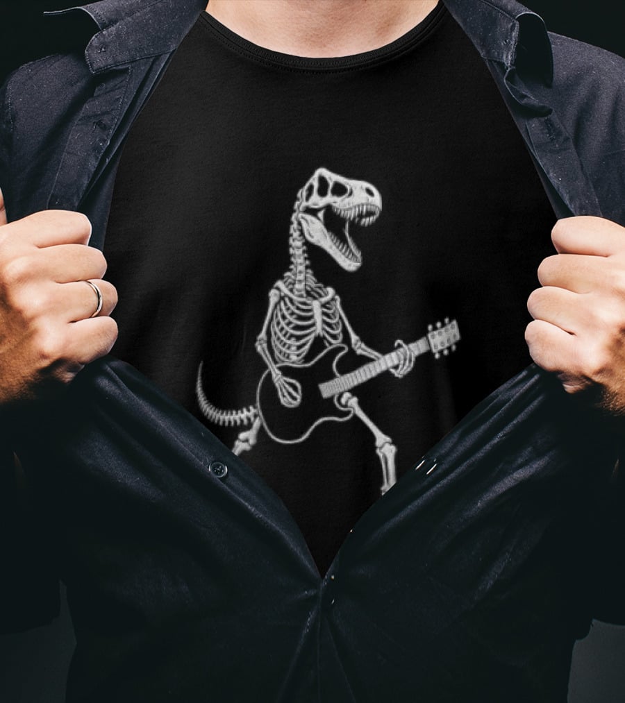Tyrannosaurus Rex Skeleton Jamming With Electric Guitar T-Shirt