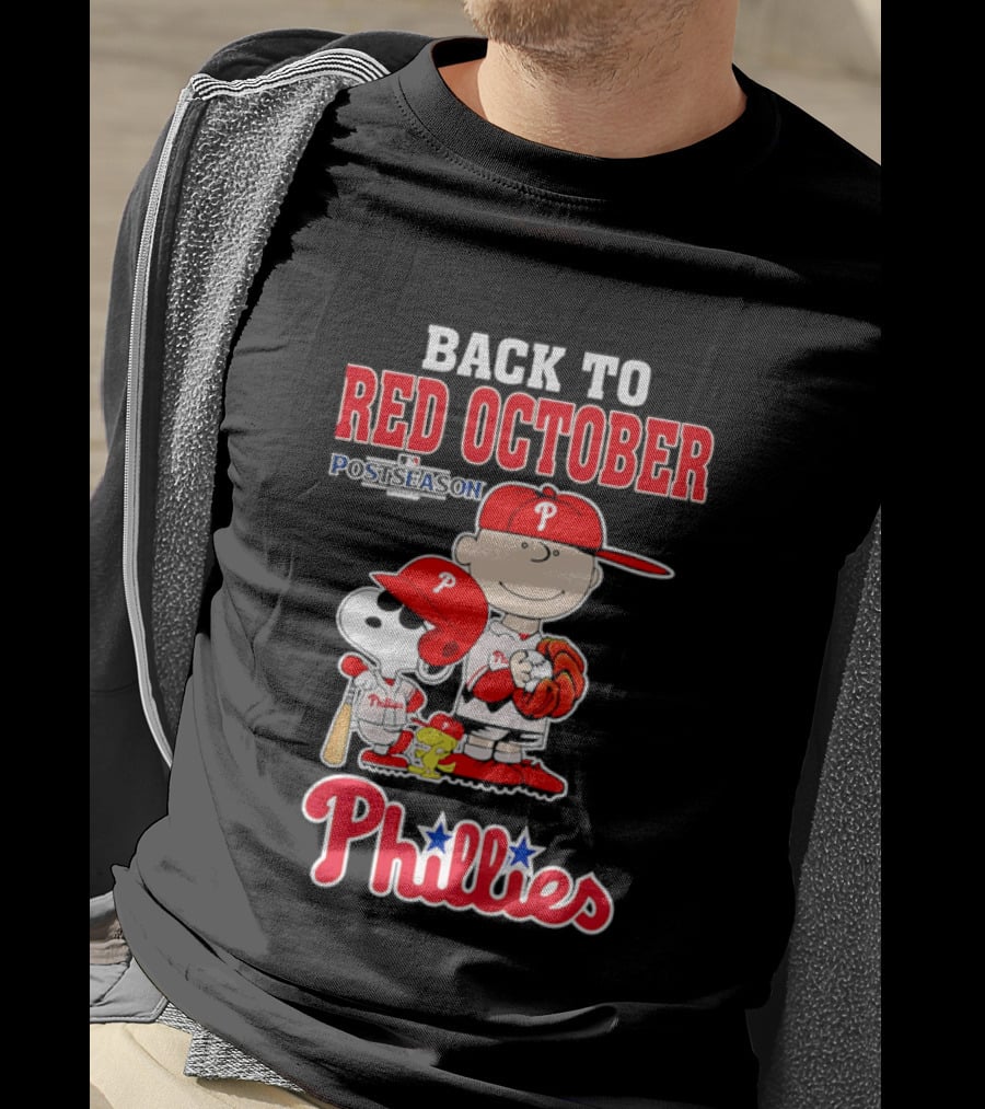Snoopy Back To Red October Postseason Philadelphia Phillies MLB Playoffs Fan Gear T-Shirt