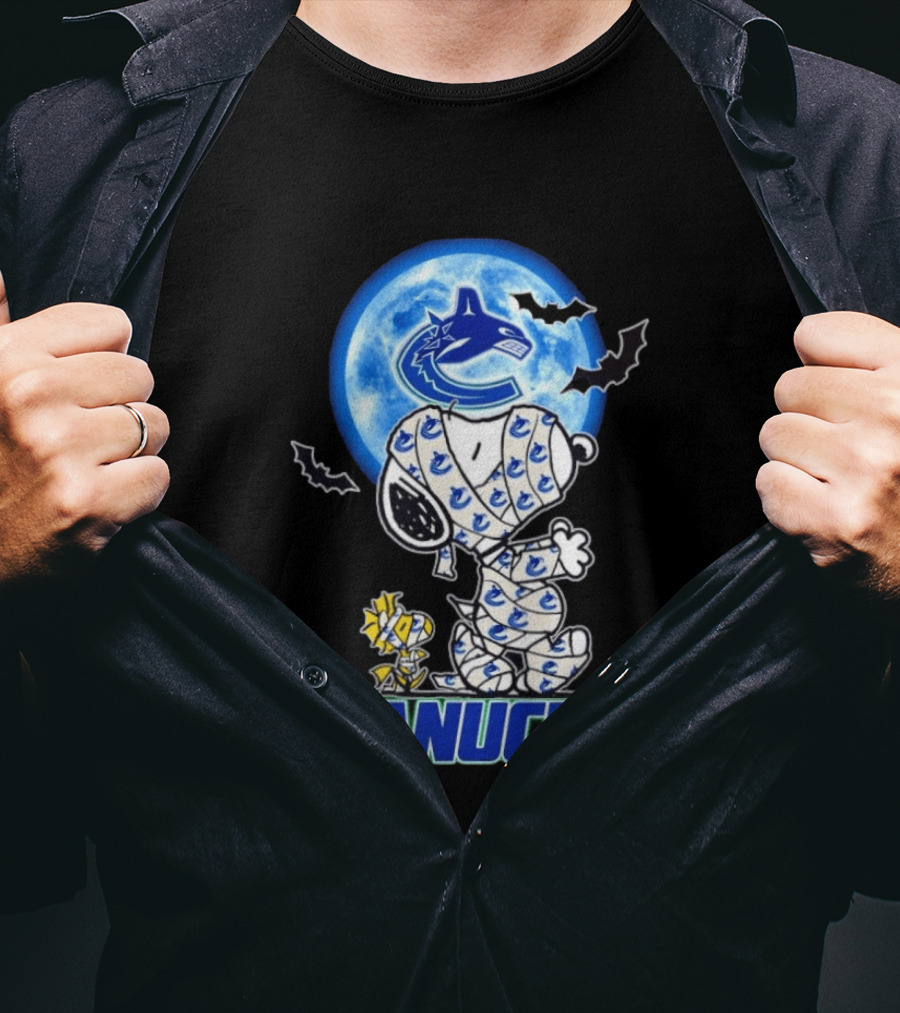 Vancouver Canucks Snoopy And Woodstock Mummy Halloween T-Shirt
