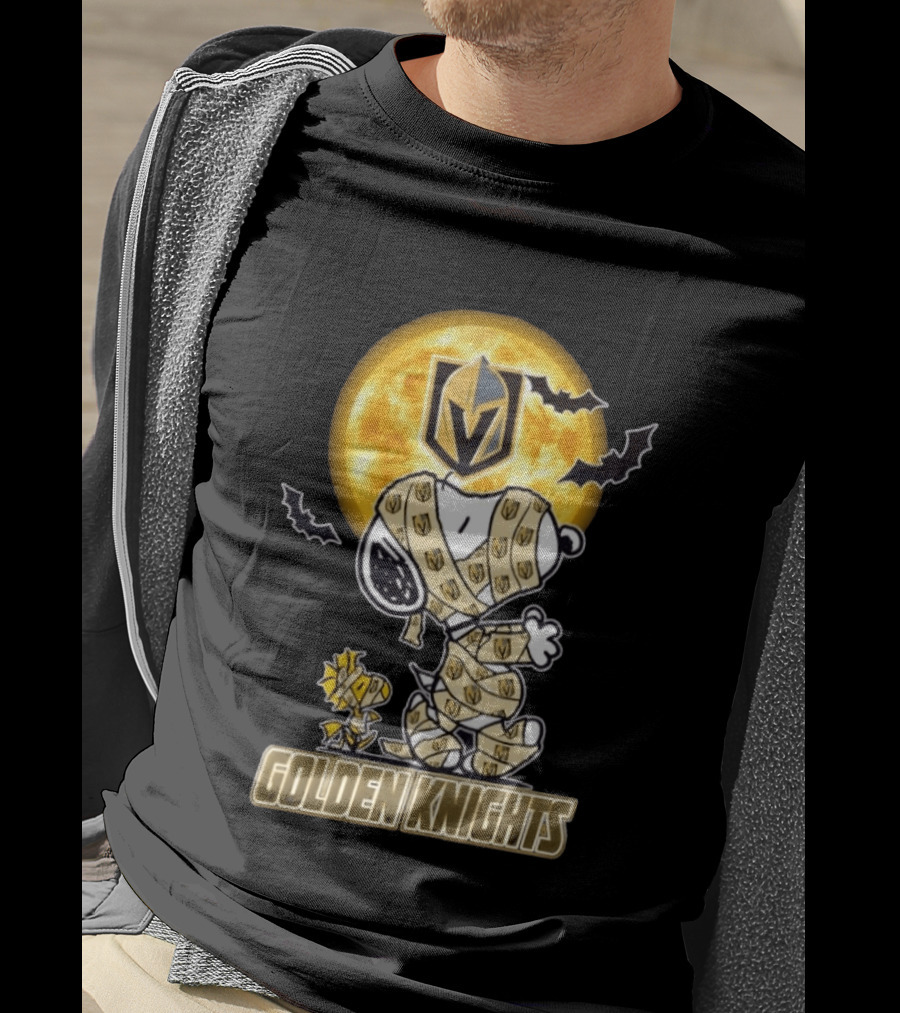 Vegas Golden Knights Snoopy Woodstock Mummy Halloween Moon T-Shirt