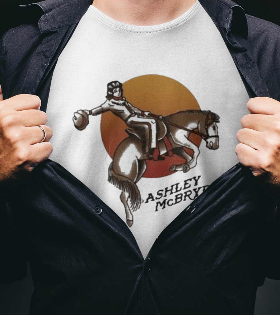 Ashley McBryde Bucking Cowgirl Vintage Sunset Rider T-Shirt