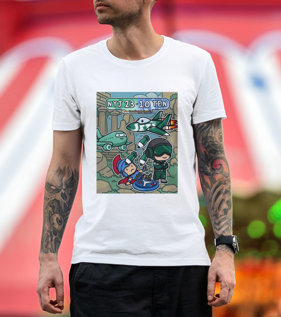 NYJ 23 10 TEN CornDoggy Sports New York Jets Tennessee Titans Fan T-Shirt