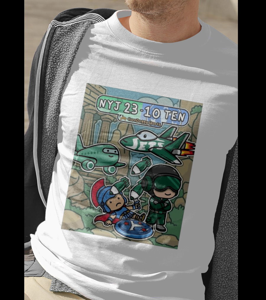 NYJ 23 10 TEN CornDoggy Sports New York Jets Tennessee Titans Fan T-Shirt