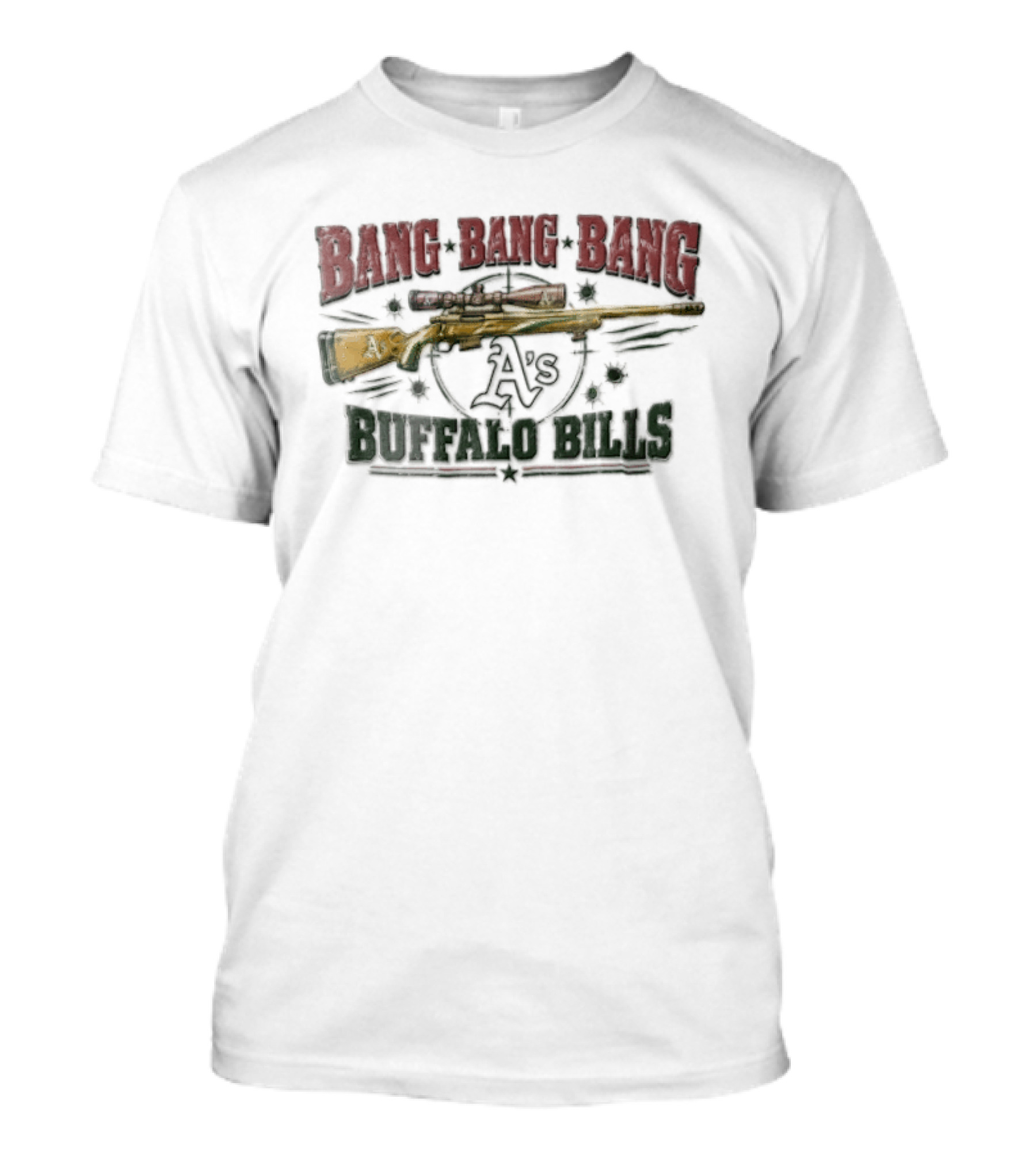 Buffalo Bills Bang Distressed Sniper Rifle Target Bullet Holes As T-Shirt