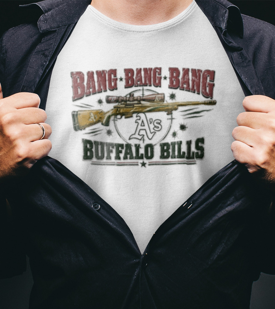 Buffalo Bills Bang Distressed Sniper Rifle Target Bullet Holes As T-Shirt