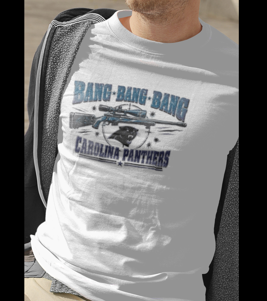 Bang Bang Bang Carolina Panthers Sniper Rifle Target Bullet Holes T-Shirt