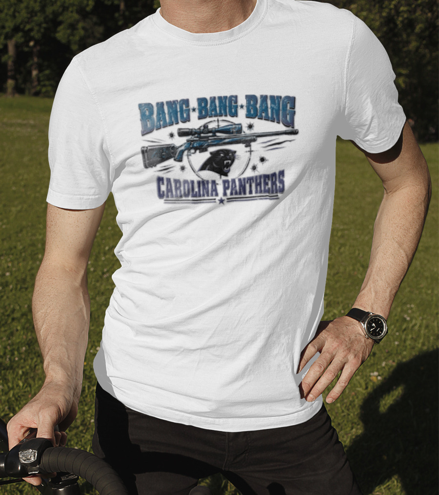 Bang Bang Bang Carolina Panthers Sniper Rifle Target Bullet Holes T-Shirt