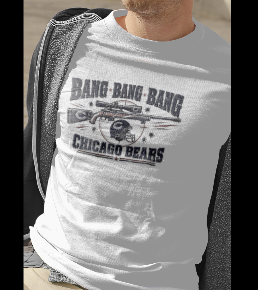 Chicago Bears Bang Bang Bang Sniper Rifle Football Helmet Target T-Shirt